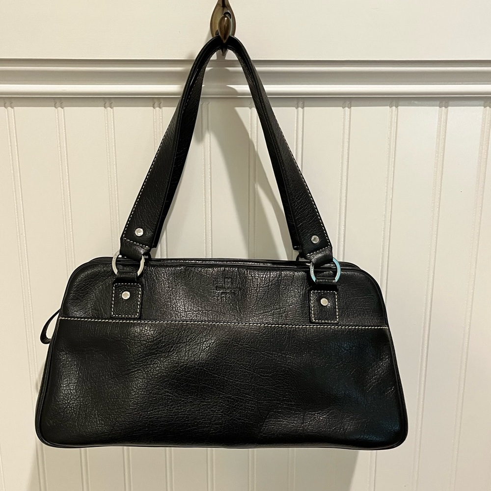 Classic Black Leather Shoulder Bag